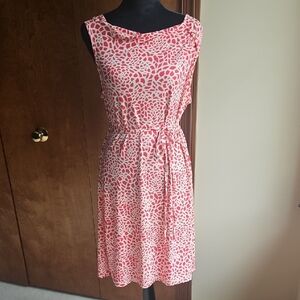 Ann Taylor Pink and White Sleeveless Midi Sundress